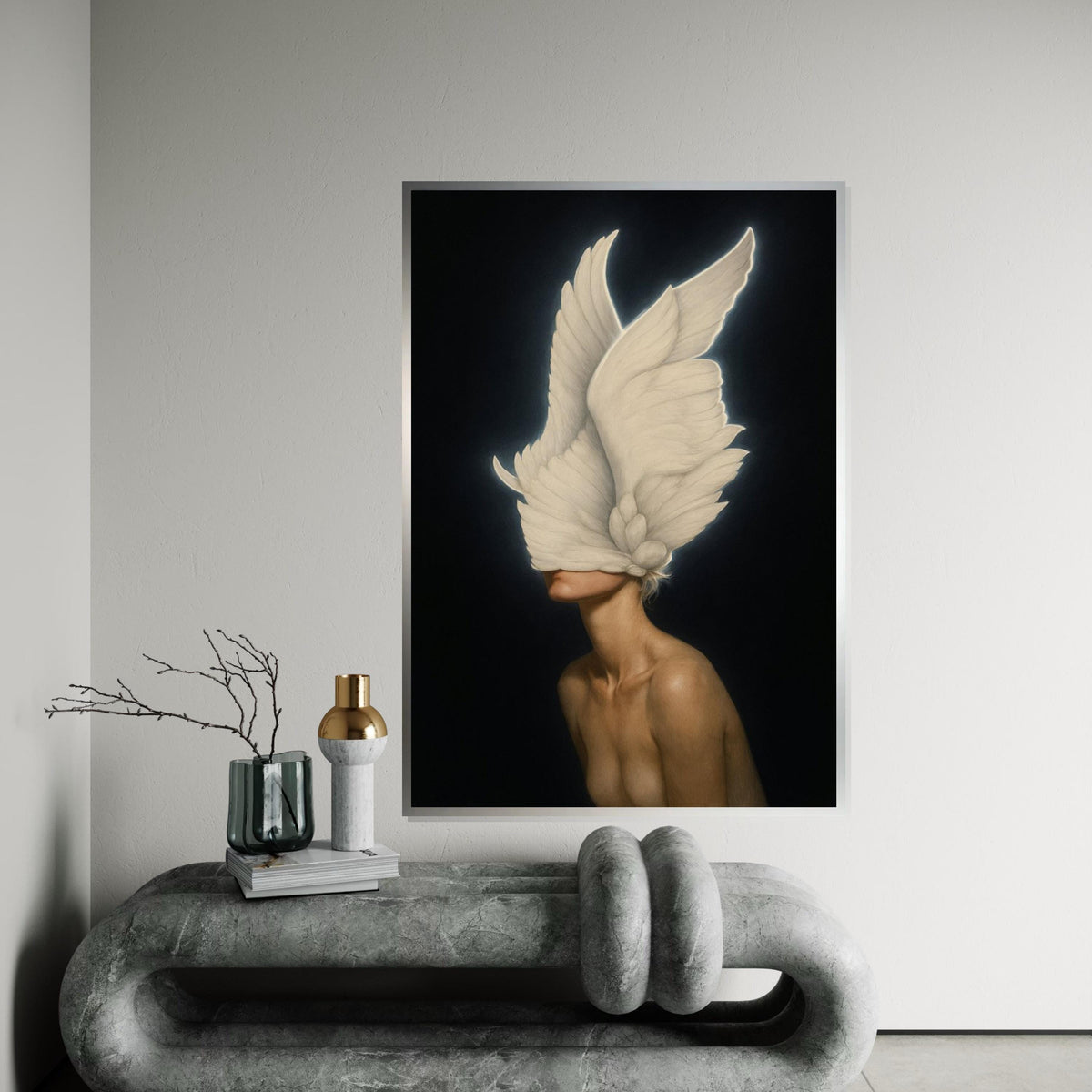 Seraphim Beauty Canvas, Angel Wings Art, Abstract Surreal Wall Art, Heavenly Decor, Wall Art Canvas Design, Ready To Hang Decoration