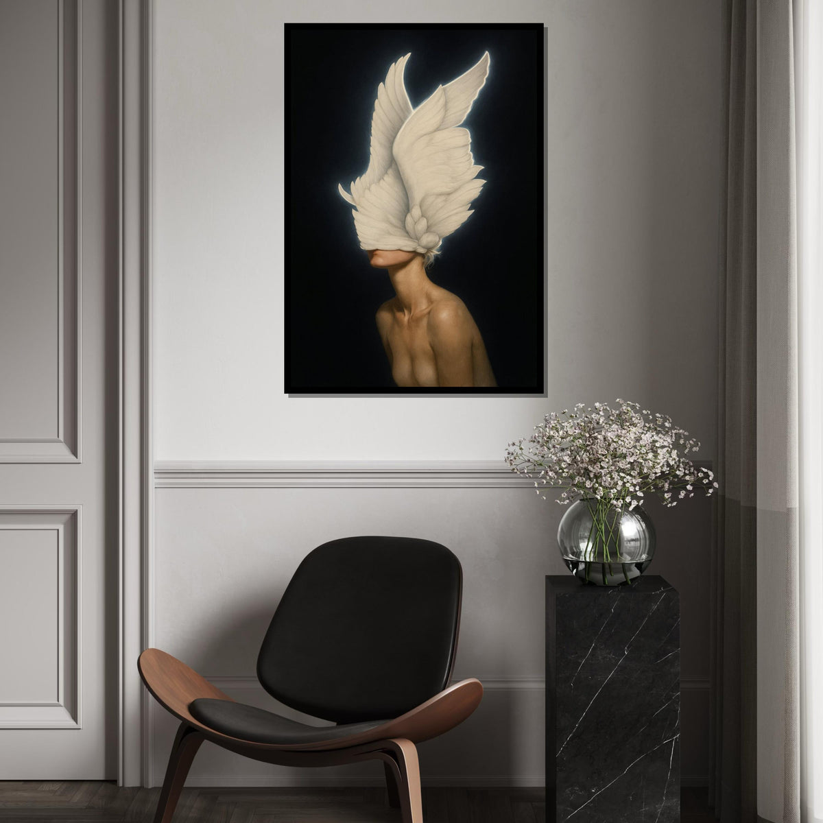 Seraphim Beauty Canvas, Angel Wings Art, Abstract Surreal Wall Art, Heavenly Decor, Wall Art Canvas Design, Ready To Hang Decoration