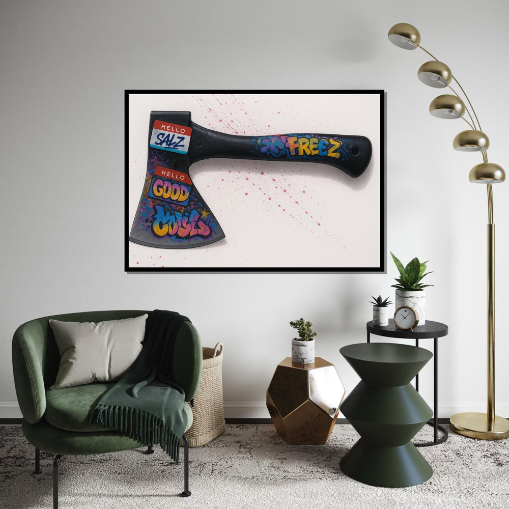 Axe with Graffiti Canvas,Urban Art Axe Print,Graffiti Wall Art, Colorful Axe Design, Wall Art Canvas, Ready to Hang Decoration, Canvas Print