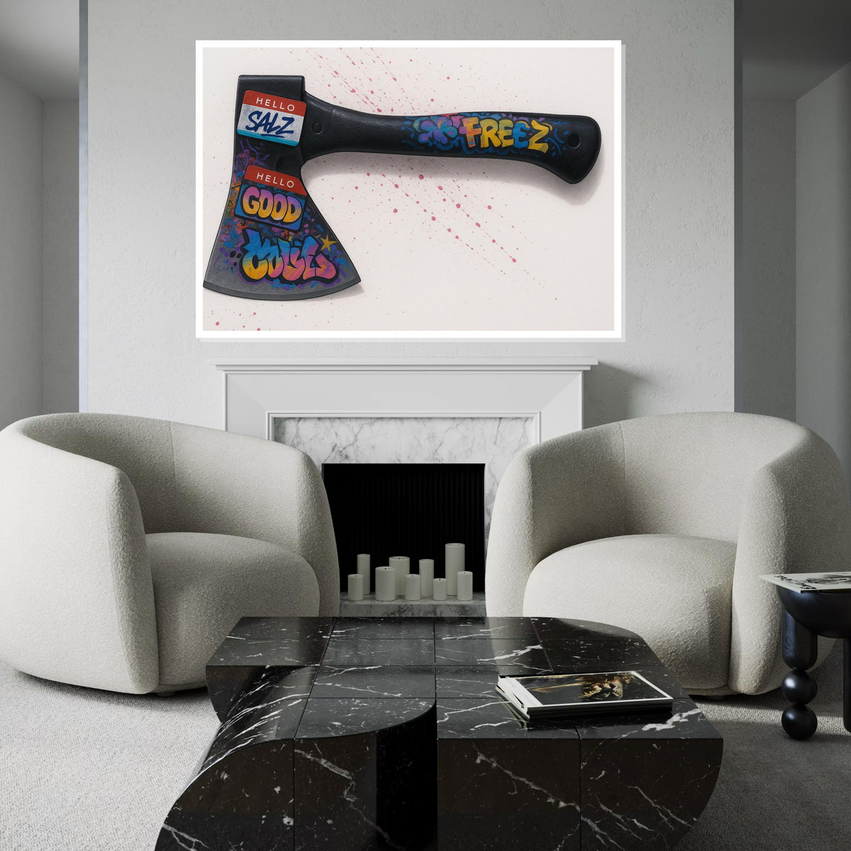 Axe with Graffiti Canvas,Urban Art Axe Print,Graffiti Wall Art, Colorful Axe Design, Wall Art Canvas, Ready to Hang Decoration, Canvas Print