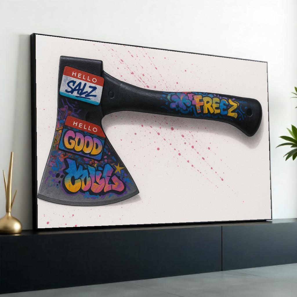 Axe with Graffiti Canvas,Urban Art Axe Print,Graffiti Wall Art, Colorful Axe Design, Wall Art Canvas, Ready to Hang Decoration, Canvas Print