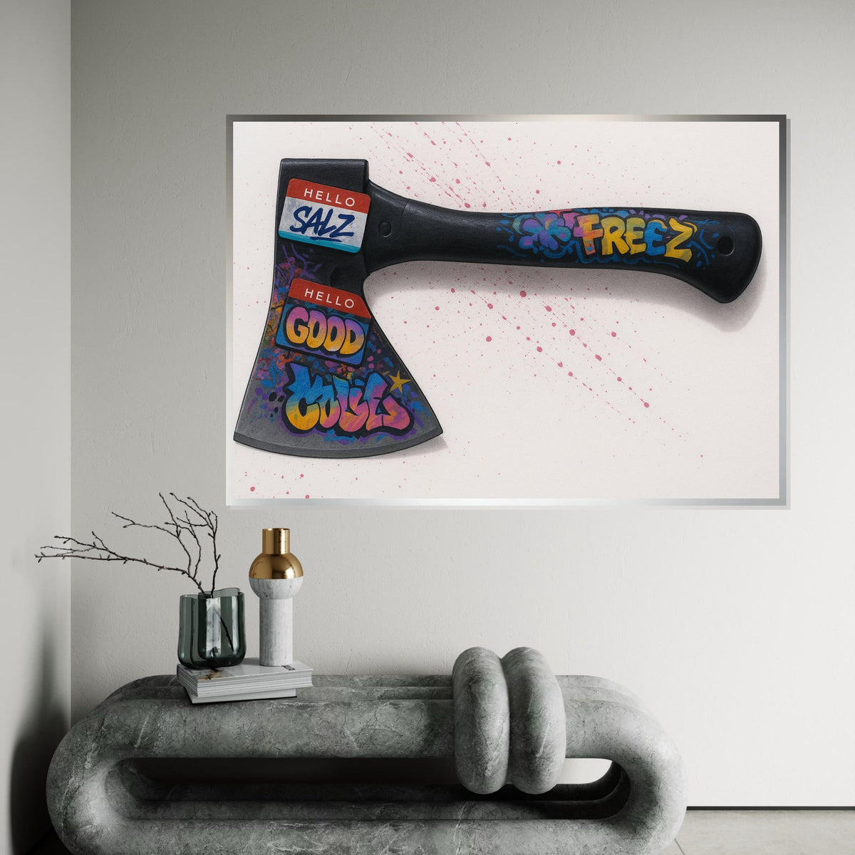 Axe with Graffiti Canvas,Urban Art Axe Print,Graffiti Wall Art, Colorful Axe Design, Wall Art Canvas, Ready to Hang Decoration, Canvas Print