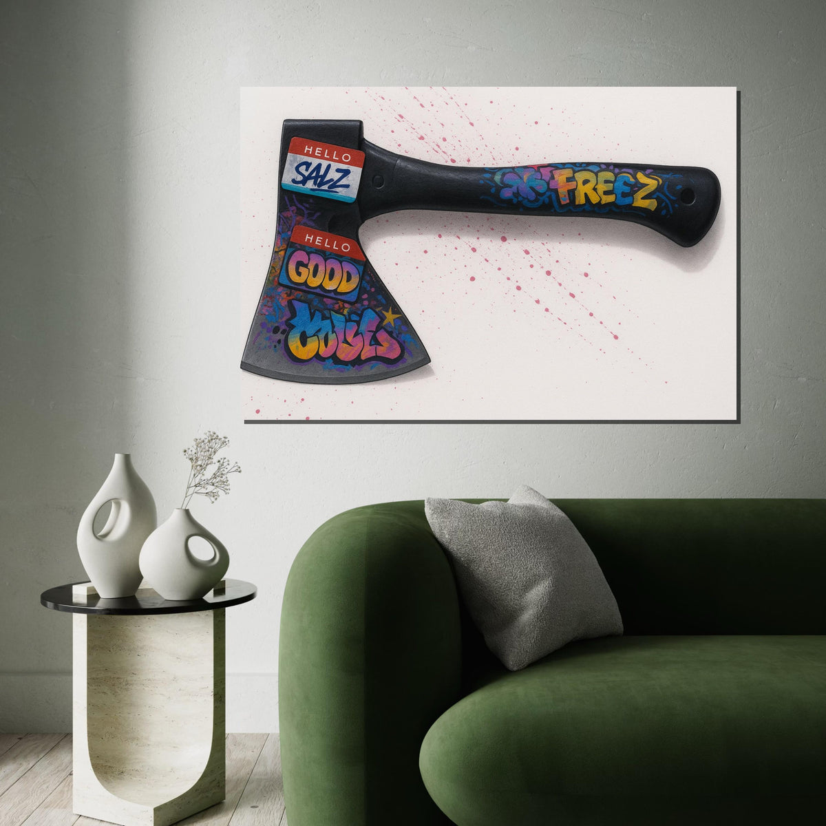 Axe with Graffiti Canvas,Urban Art Axe Print,Graffiti Wall Art, Colorful Axe Design, Wall Art Canvas, Ready to Hang Decoration, Canvas Print
