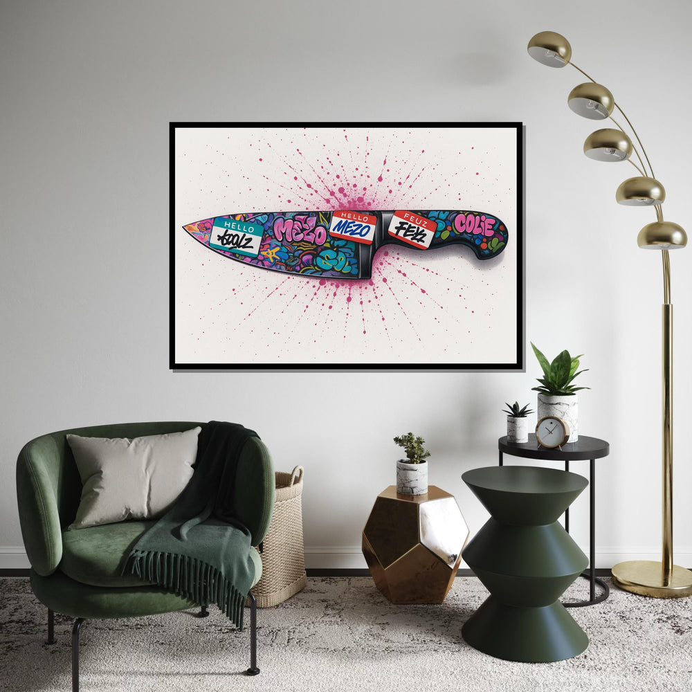 Graffiti Knife Canvas, Colorful Blade Art, Urban Wall Art Canvas Design, Street Art Poster, Ready to Hang Decoration, Gift Art, Canvas Print