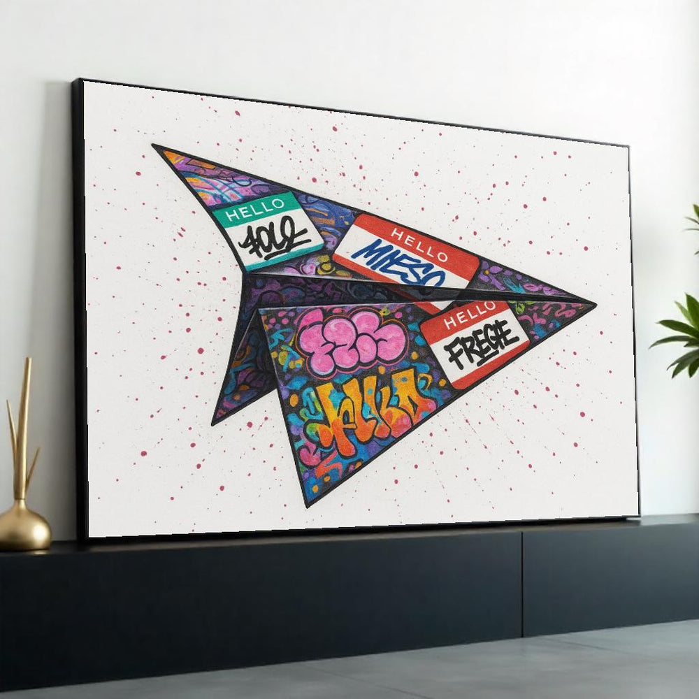 Graffiti Paper Plane Canvas, Street Art Wall Print, Urban Art Poster, Wall Art Canvas Design,Ready To Hang Decoration,Prtint Canvas,Gift Art
