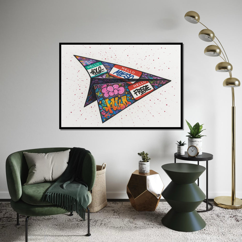 Graffiti Paper Plane Canvas, Street Art Wall Print, Urban Art Poster, Wall Art Canvas Design,Ready To Hang Decoration,Prtint Canvas,Gift Art