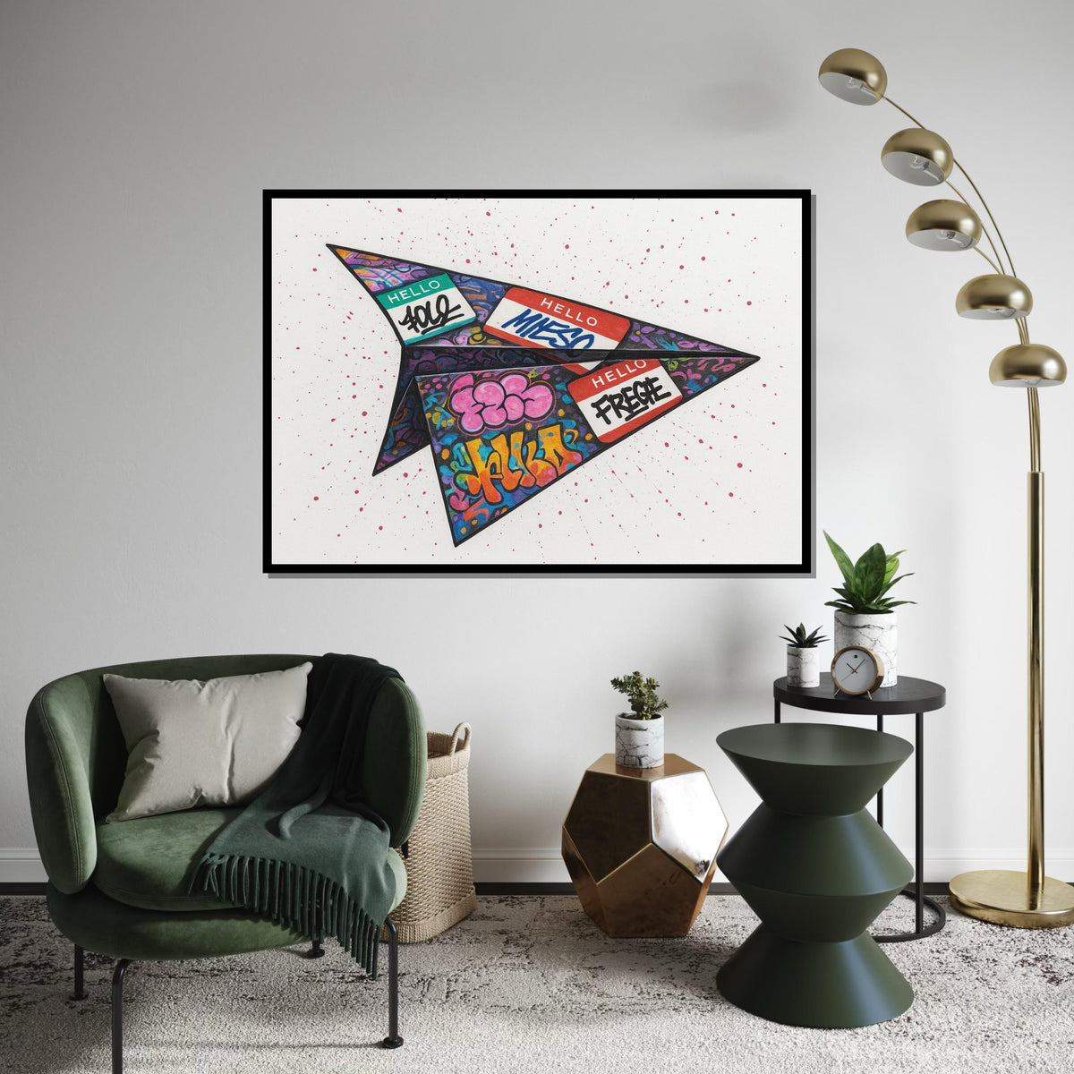 Graffiti Paper Plane Canvas, Street Art Wall Print, Urban Art Poster, Wall Art Canvas Design,Ready To Hang Decoration,Prtint Canvas,Gift Art