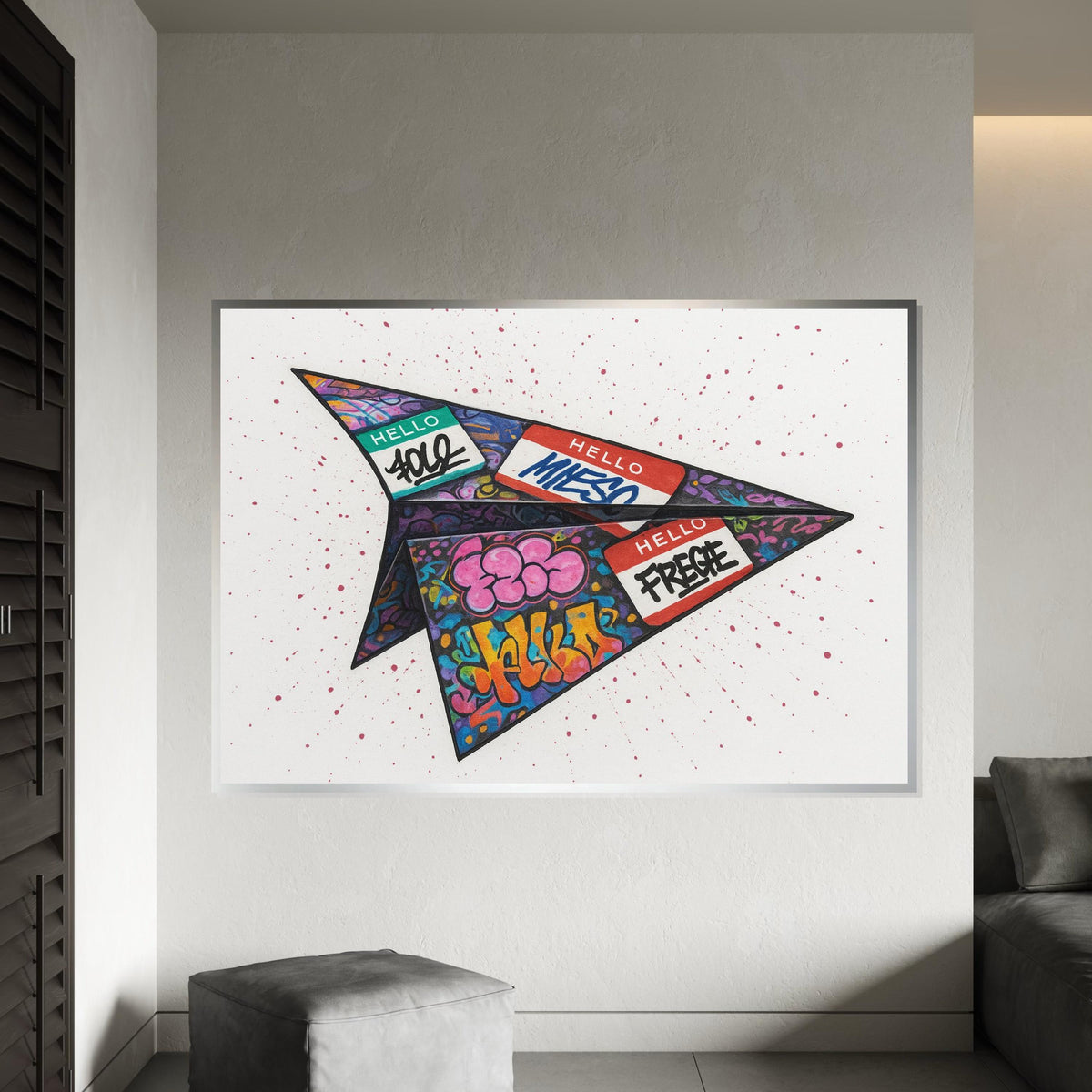 Graffiti Paper Plane Canvas, Street Art Wall Print, Urban Art Poster, Wall Art Canvas Design,Ready To Hang Decoration,Prtint Canvas,Gift Art
