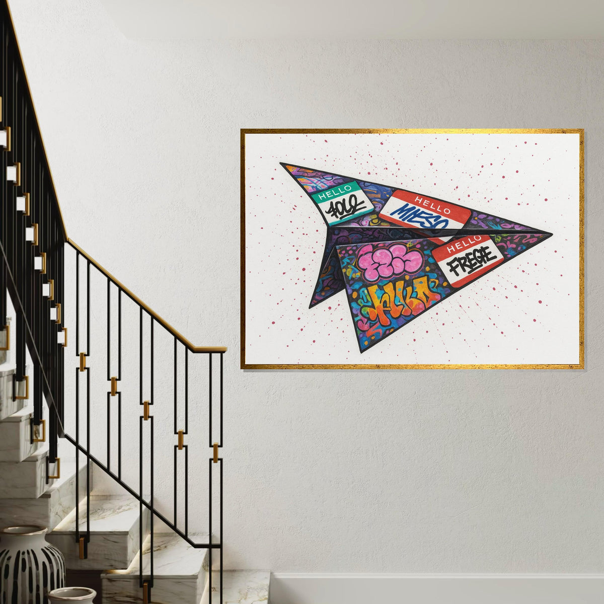Graffiti Paper Plane Canvas, Street Art Wall Print, Urban Art Poster, Wall Art Canvas Design,Ready To Hang Decoration,Prtint Canvas,Gift Art