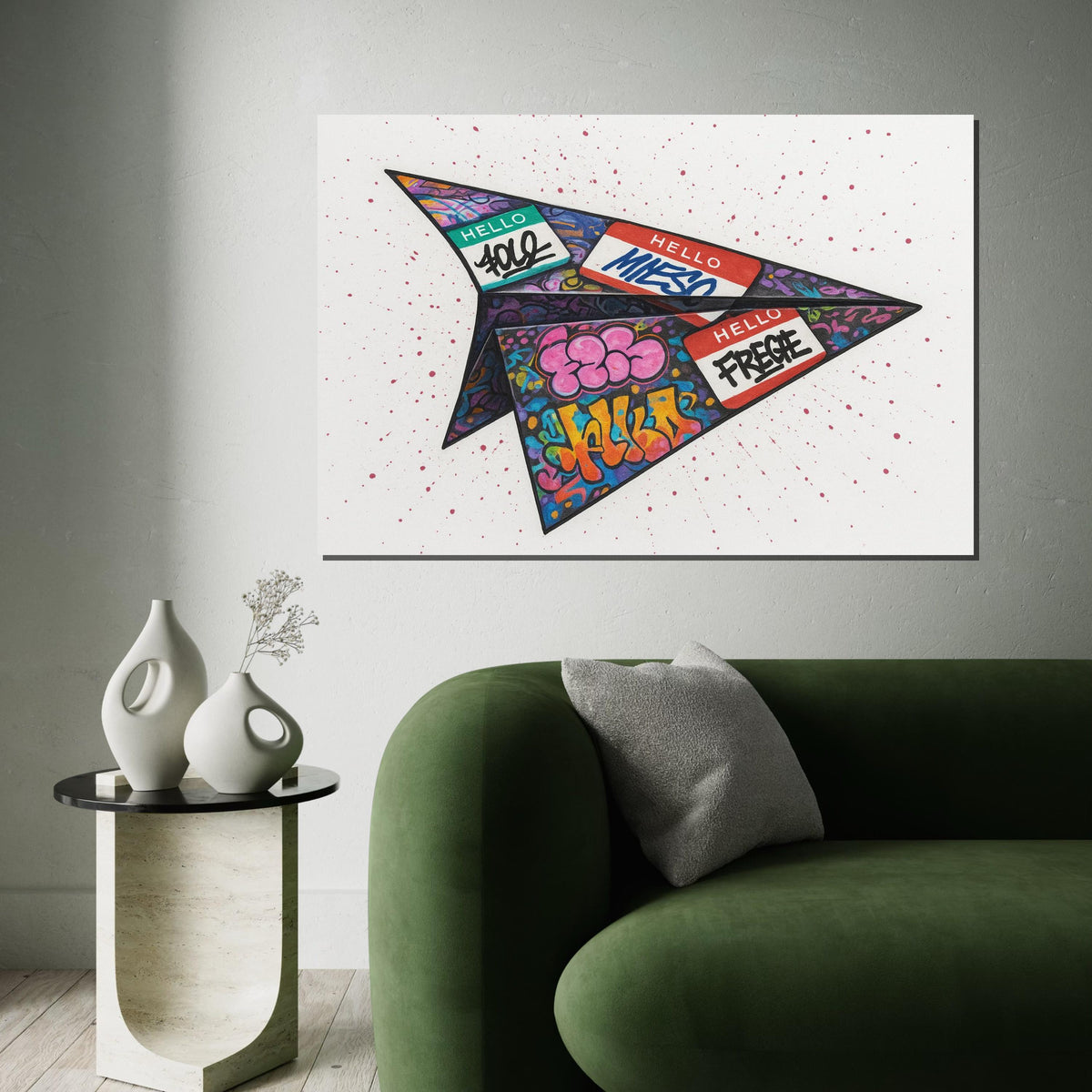 Graffiti Paper Plane Canvas, Street Art Wall Print, Urban Art Poster, Wall Art Canvas Design,Ready To Hang Decoration,Prtint Canvas,Gift Art