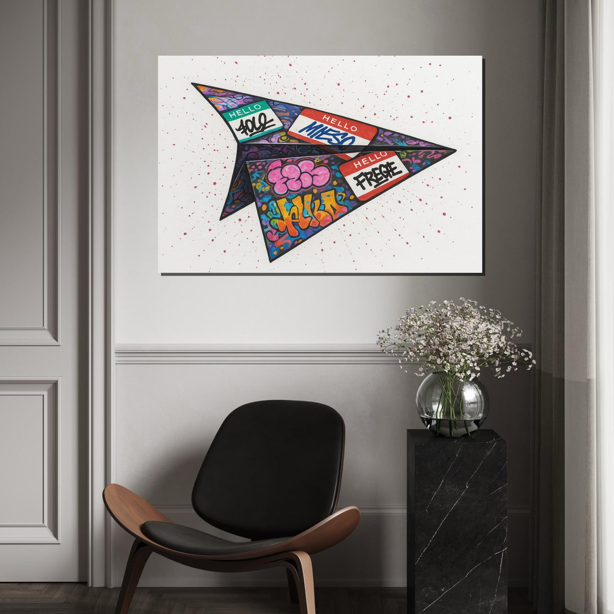 Graffiti Paper Plane Canvas, Street Art Wall Print, Urban Art Poster, Wall Art Canvas Design,Ready To Hang Decoration,Prtint Canvas,Gift Art