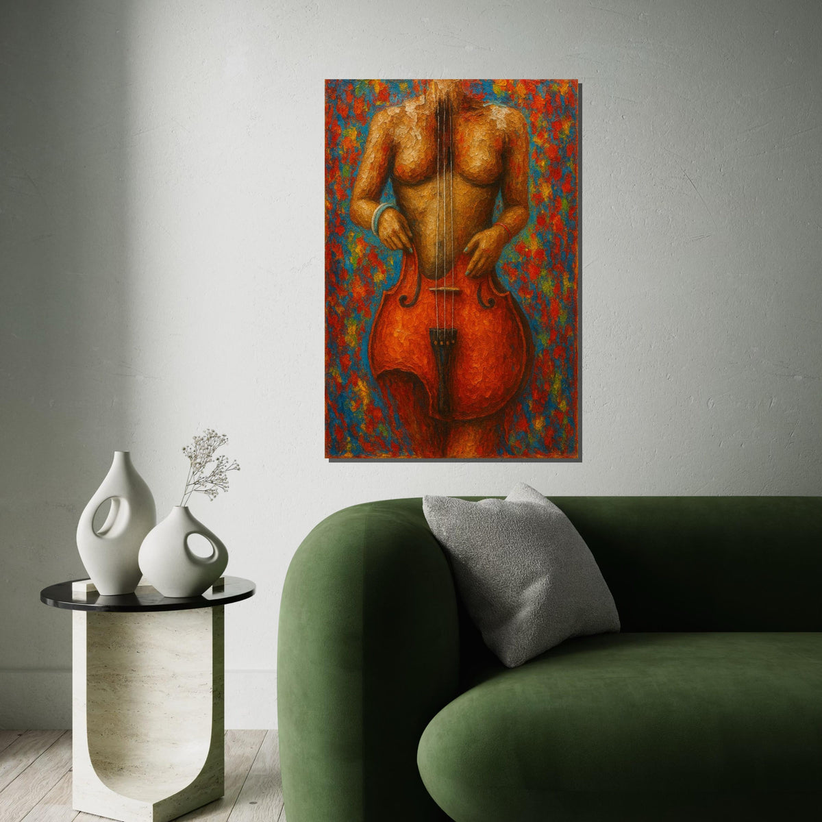Abstract Cello Body Art, String Instrument Canvas, Music Lovers Wall Art, Vibrant Colors Poster, Wall Art Canvas, Ready To Hang Deco