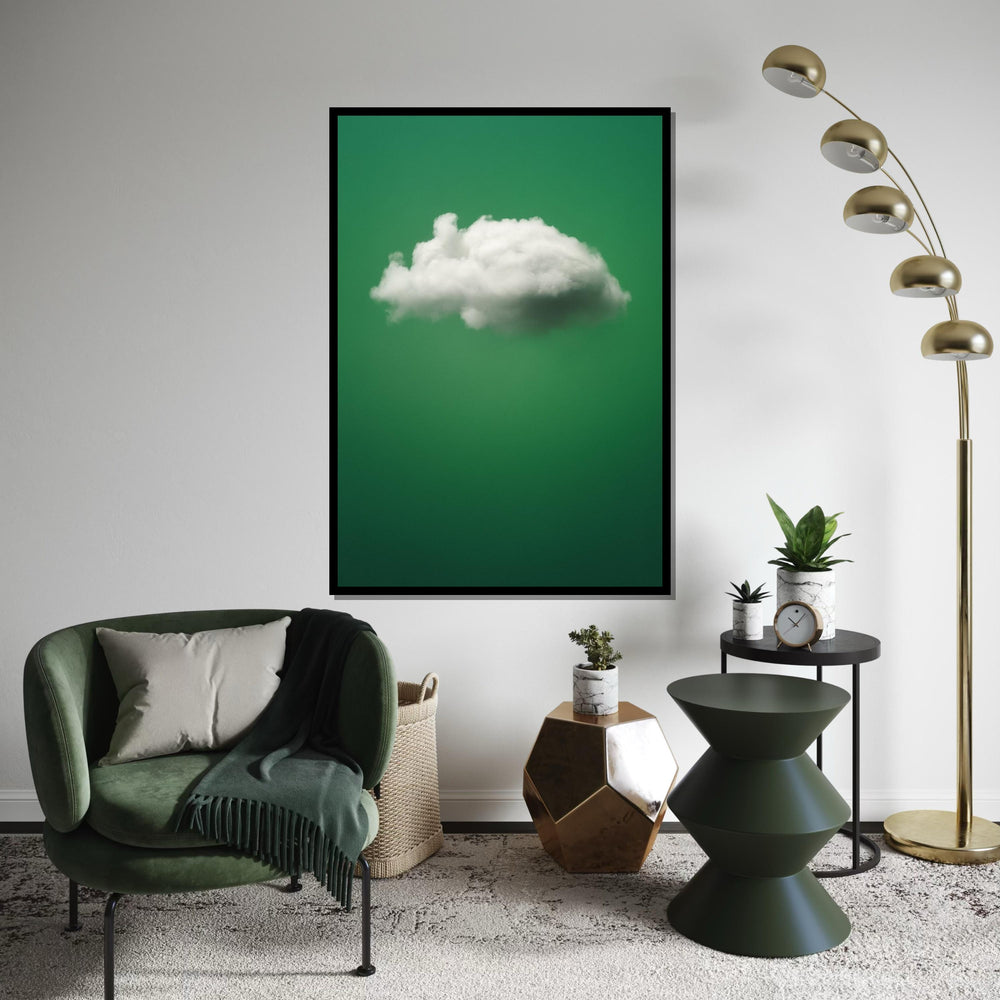 Cloud on Green Canvas, Minimalist Sky Wall Art, Dreamy Cloud Print, Wall Art Canvas Design, Ready to Hang Decoration, Modern Decor