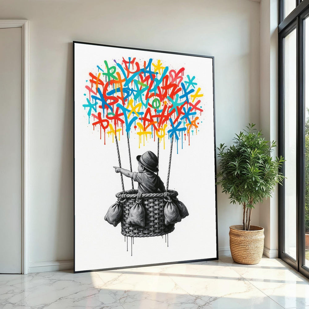 New Banksy Balloon Canvas, Graffiti Art, Vibrant Drip Balloon Art, Wall Art Canvas Design, Street Art, Ready To Hang Decoration