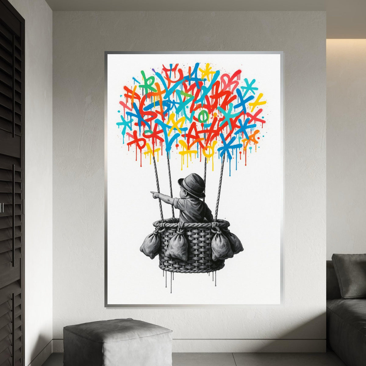New Banksy Balloon Canvas, Graffiti Art, Vibrant Drip Balloon Art, Wall Art Canvas Design, Street Art, Ready To Hang Decoration