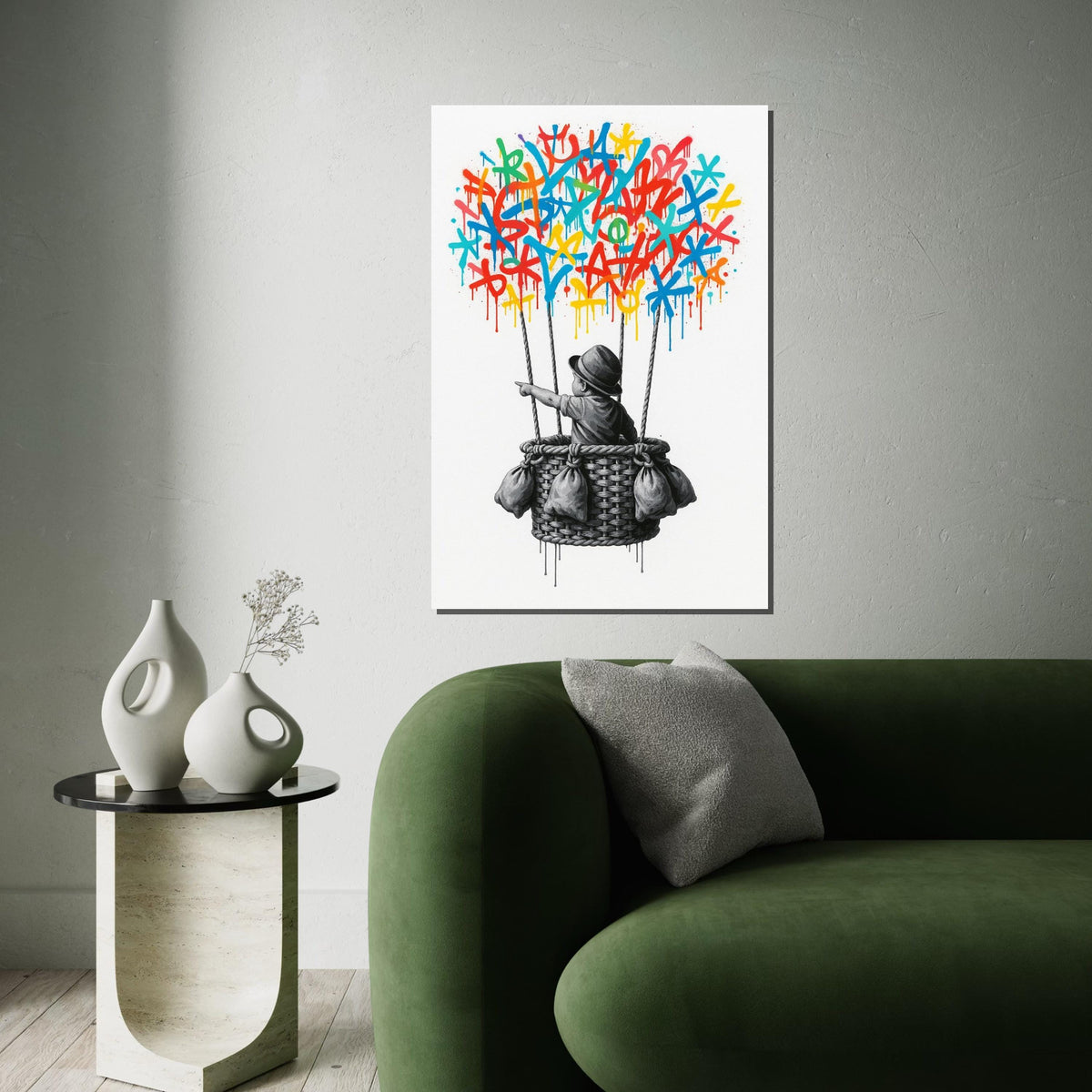 New Banksy Balloon Canvas, Graffiti Art, Vibrant Drip Balloon Art, Wall Art Canvas Design, Street Art, Ready To Hang Decoration