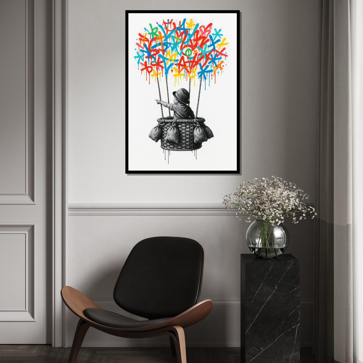 New Banksy Balloon Canvas, Graffiti Art, Vibrant Drip Balloon Art, Wall Art Canvas Design, Street Art, Ready To Hang Decoration