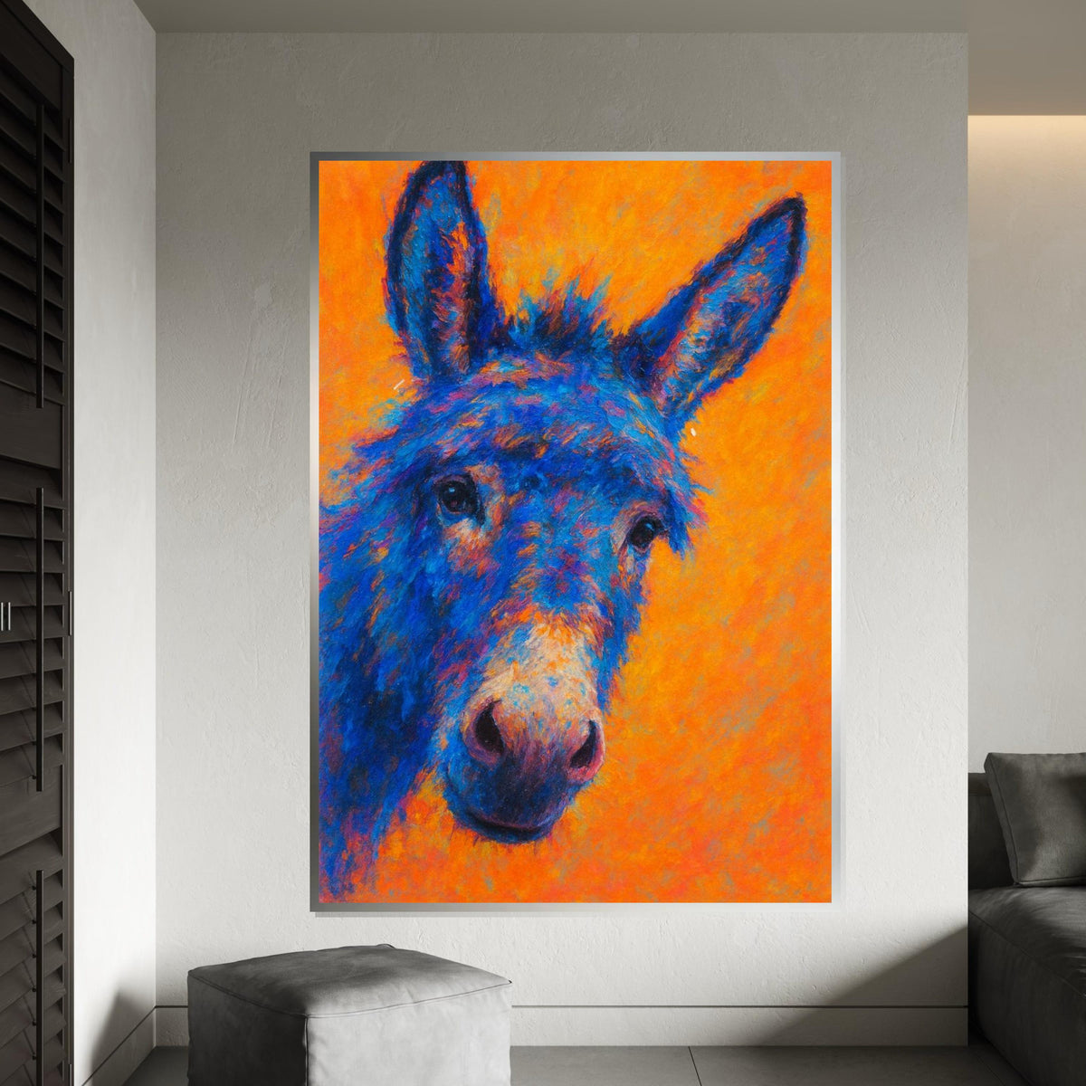 Vivid Blue Donkey Canvas, Colorful Animal Art, Vibrant Mule Wall Print, Animal Poster, Wall Art Canvas Design, Ready To Hang Decor