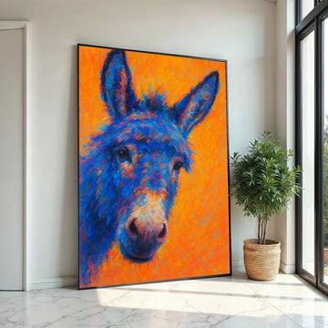 Vivid Blue Donkey Canvas, Colorful Animal Art, Vibrant Mule Wall Print, Animal Poster, Wall Art Canvas Design, Ready To Hang Decor