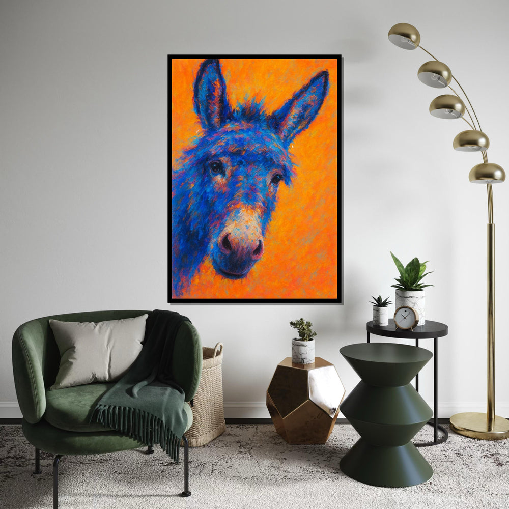 Vivid Blue Donkey Canvas, Colorful Animal Art, Vibrant Mule Wall Print, Animal Poster, Wall Art Canvas Design, Ready To Hang Decor