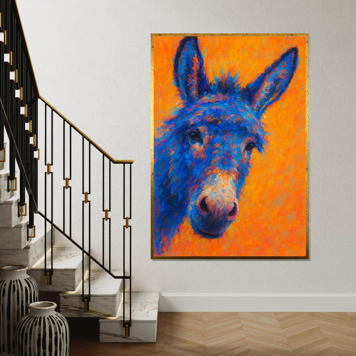 Vivid Blue Donkey Canvas, Colorful Animal Art, Vibrant Mule Wall Print, Animal Poster, Wall Art Canvas Design, Ready To Hang Decor