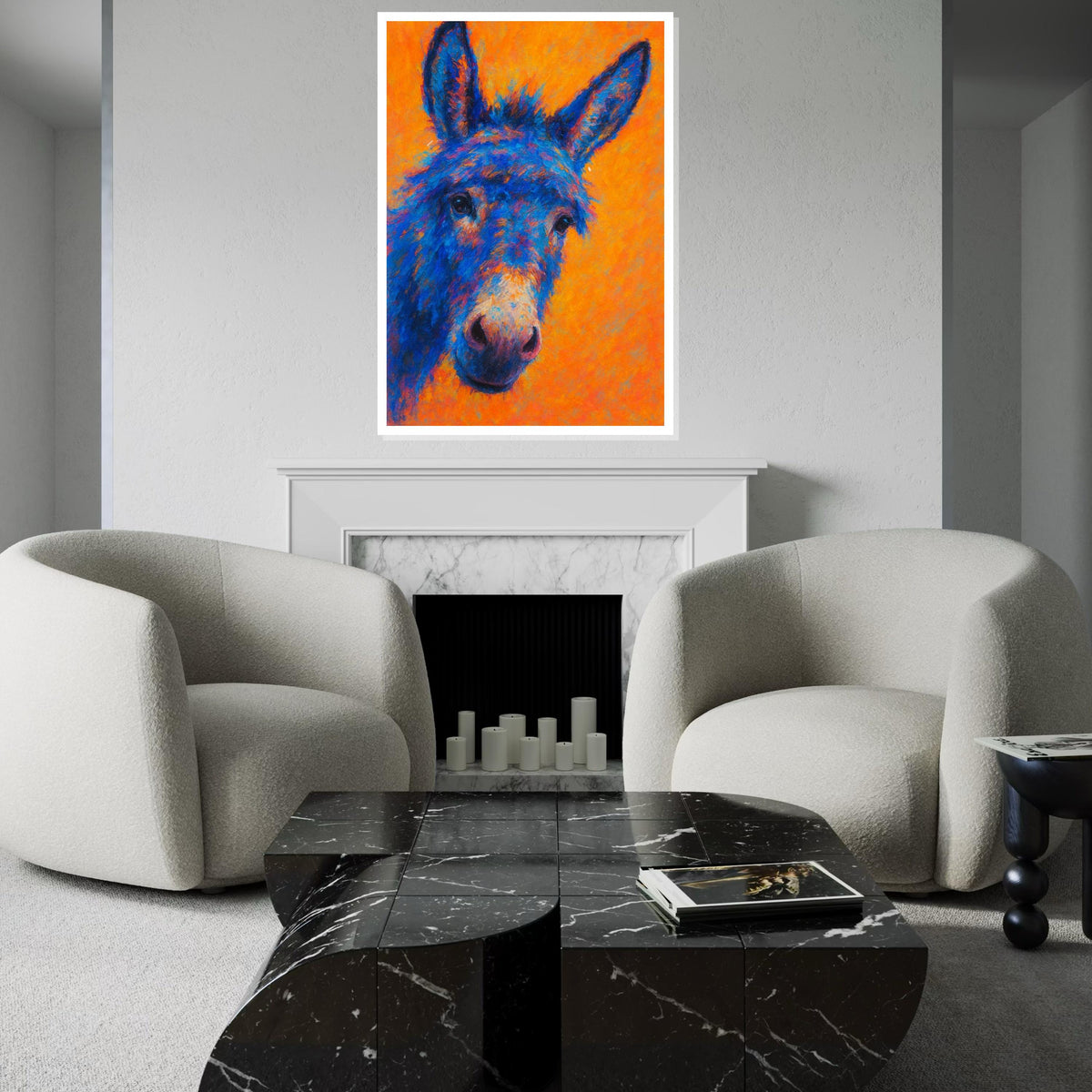 Vivid Blue Donkey Canvas, Colorful Animal Art, Vibrant Mule Wall Print, Animal Poster, Wall Art Canvas Design, Ready To Hang Decor