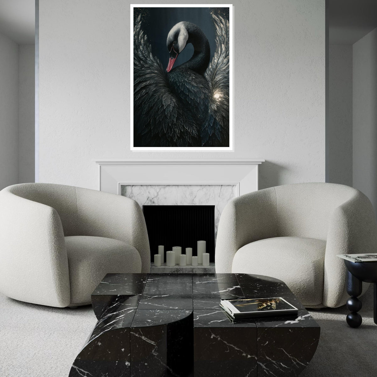 Elegant Black Swan, Black Swan Canvas Art, Bird Wall Art, Animal Canvas Design, Wall Art Canvas Ready to Hang, Majestic Swan Print