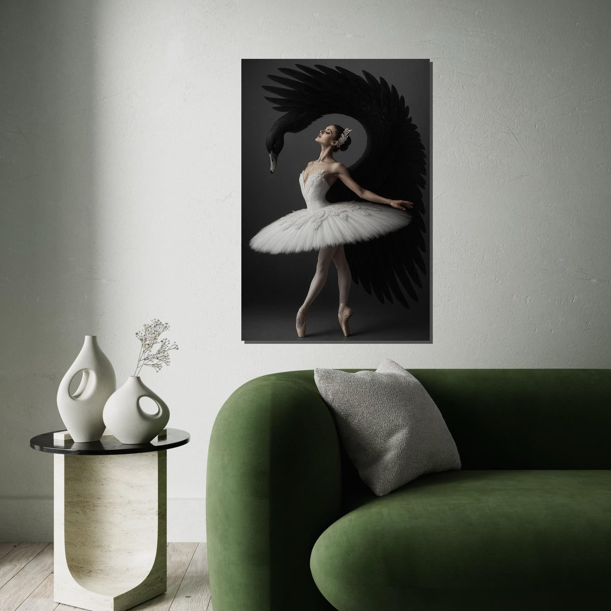 Ballet Swan Canvas, Black Swan Art, Elegant Dancer Print, Music Art, Wall Art Canvas Design, Ready to Hang Decoration
