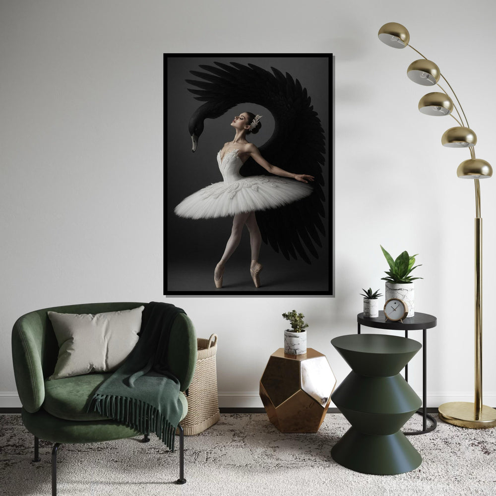 Ballet Swan Canvas, Black Swan Art, Elegant Dancer Print, Music Art, Wall Art Canvas Design, Ready to Hang Decoration