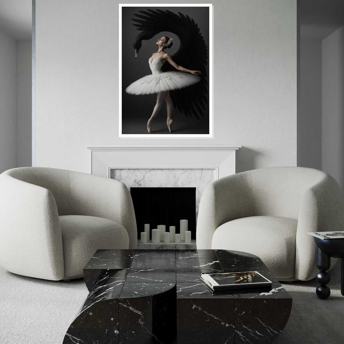 Ballet Swan Canvas, Black Swan Art, Elegant Dancer Print, Music Art, Wall Art Canvas Design, Ready to Hang Decoration