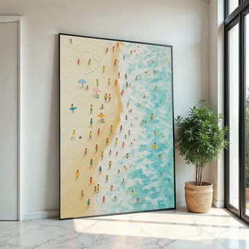 Beach Day Canvas, Vibrant Beach Artwork, Ocean Wall Art, Coastal Canvas Design, Ready to Hang Beach Decor, Summer Vibes Wall Print
