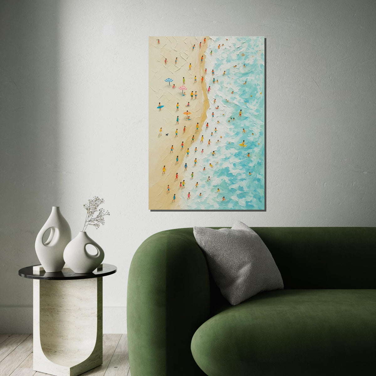 Beach Day Canvas, Vibrant Beach Artwork, Ocean Wall Art, Coastal Canvas Design, Ready to Hang Beach Decor, Summer Vibes Wall Print