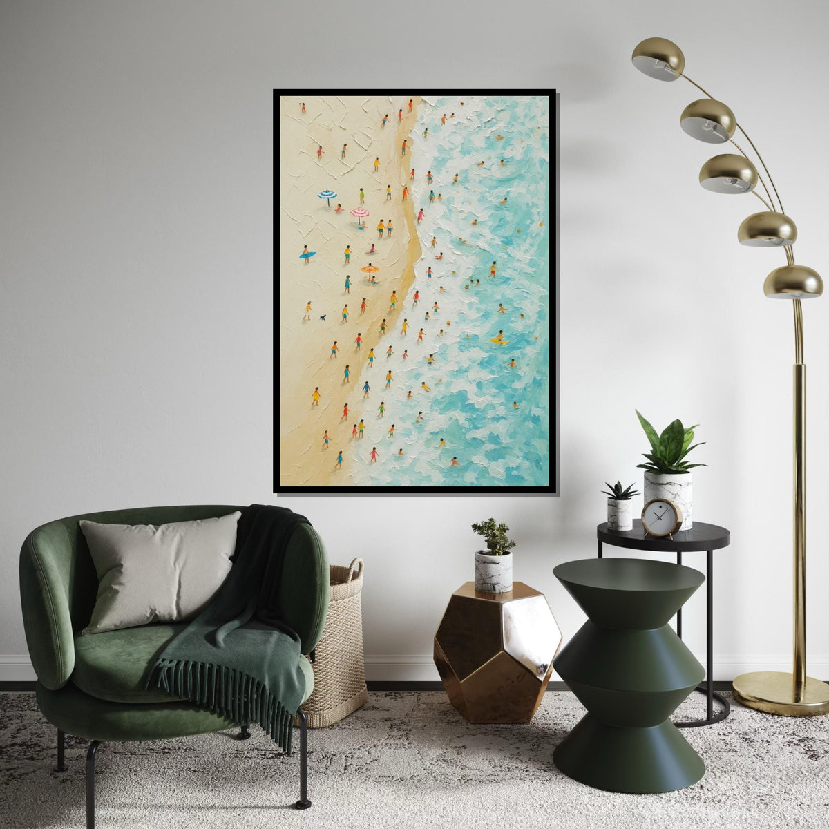 Beach Day Canvas, Vibrant Beach Artwork, Ocean Wall Art, Coastal Canvas Design, Ready to Hang Beach Decor, Summer Vibes Wall Print