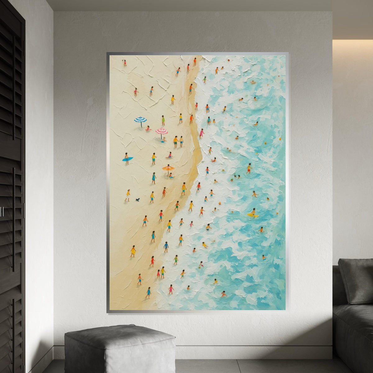 Beach Day Canvas, Vibrant Beach Artwork, Ocean Wall Art, Coastal Canvas Design, Ready to Hang Beach Decor, Summer Vibes Wall Print