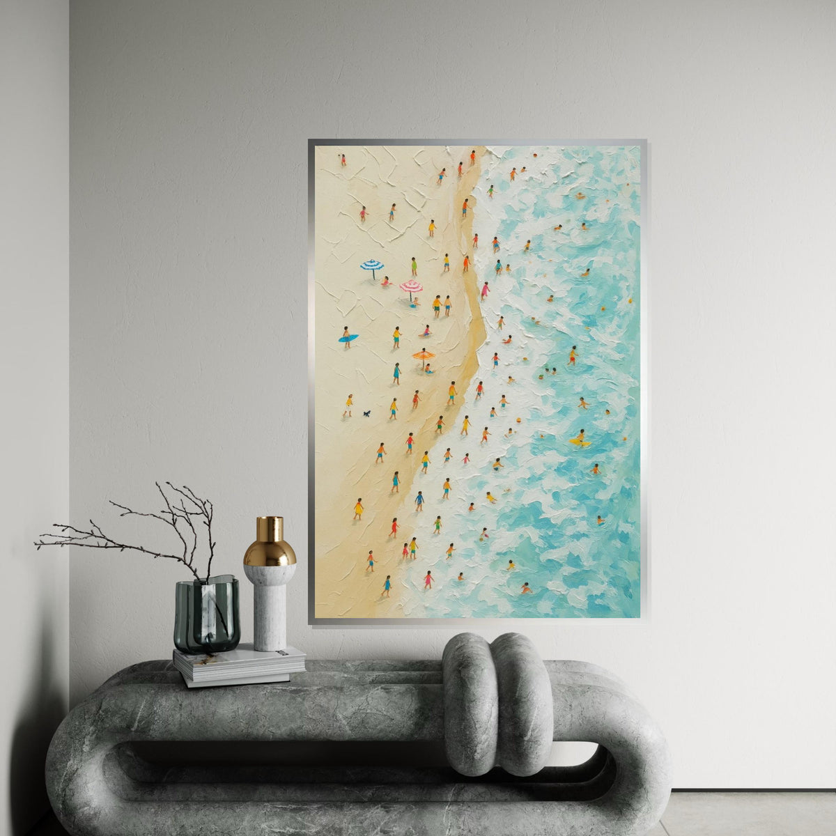 Beach Day Canvas, Vibrant Beach Artwork, Ocean Wall Art, Coastal Canvas Design, Ready to Hang Beach Decor, Summer Vibes Wall Print