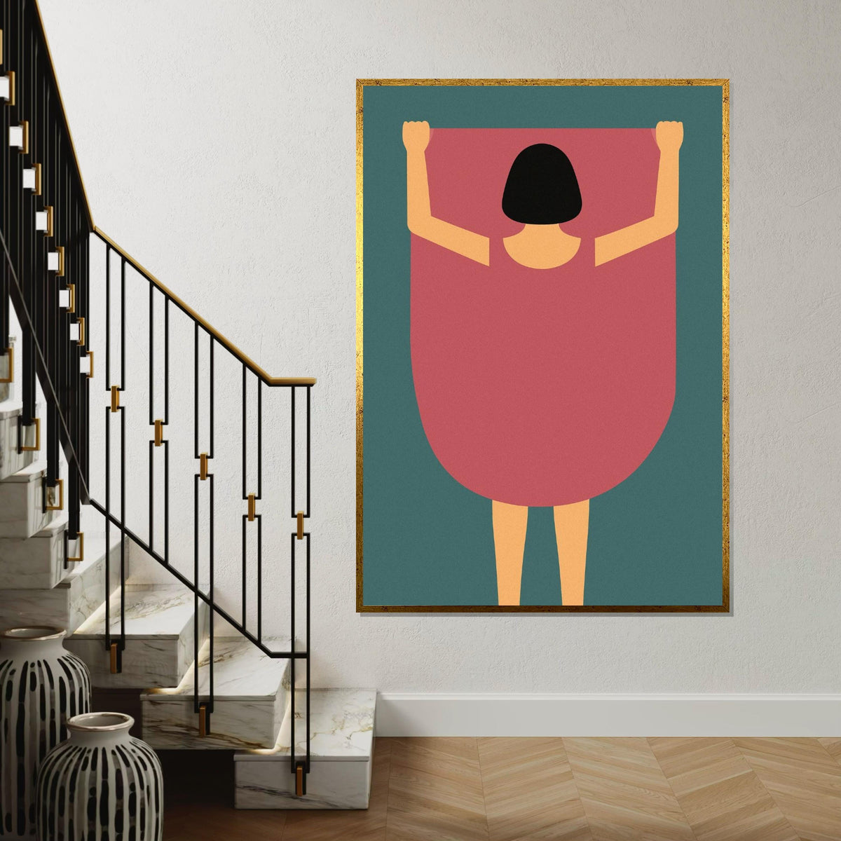 Minimalist Woman Canvas, Abstract Art Print, Modern Wall Art, Silhouette Poster, Wall Art Canvas Design, Ready to Hang Decoration