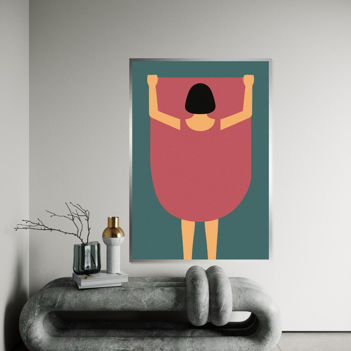 Minimalist Woman Canvas, Abstract Art Print, Modern Wall Art, Silhouette Poster, Wall Art Canvas Design, Ready to Hang Decoration