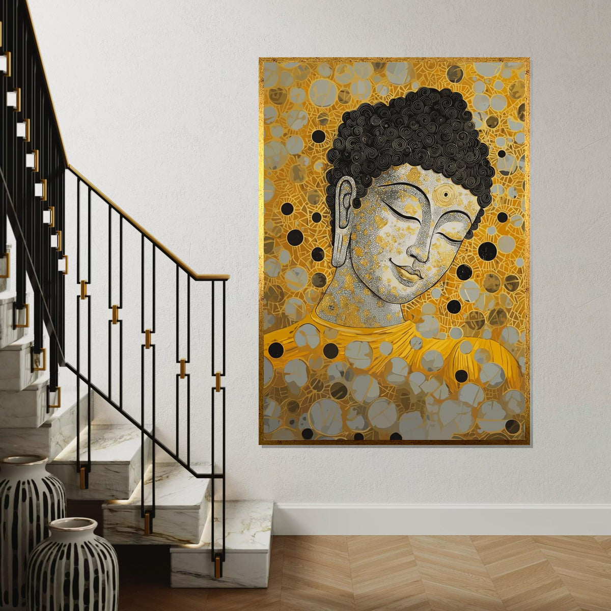 Buddha Canvas Wall Art, Spiritual Decor, Gold Buddha Print, Mindful Art Canvas, Wall Art Canvas Design, Ready To Hang Decoration