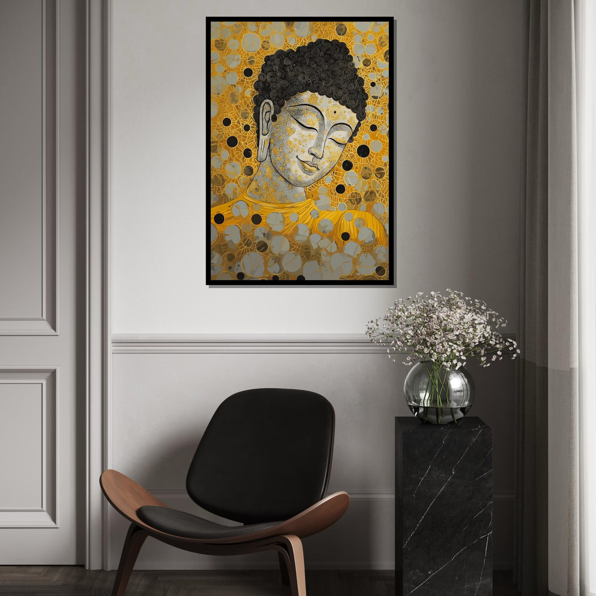 Buddha Canvas Wall Art, Spiritual Decor, Gold Buddha Print, Mindful Art Canvas, Wall Art Canvas Design, Ready To Hang Decoration