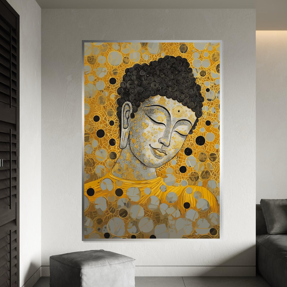 Buddha Canvas Wall Art, Spiritual Decor, Gold Buddha Print, Mindful Art Canvas, Wall Art Canvas Design, Ready To Hang Decoration