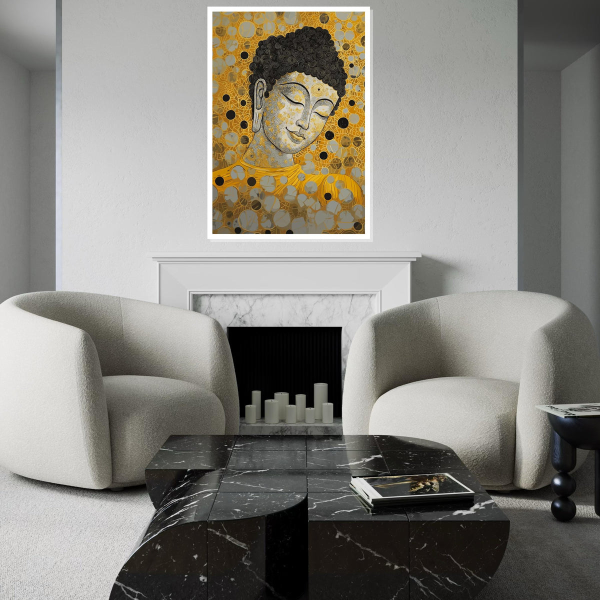 Buddha Canvas Wall Art, Spiritual Decor, Gold Buddha Print, Mindful Art Canvas, Wall Art Canvas Design, Ready To Hang Decoration