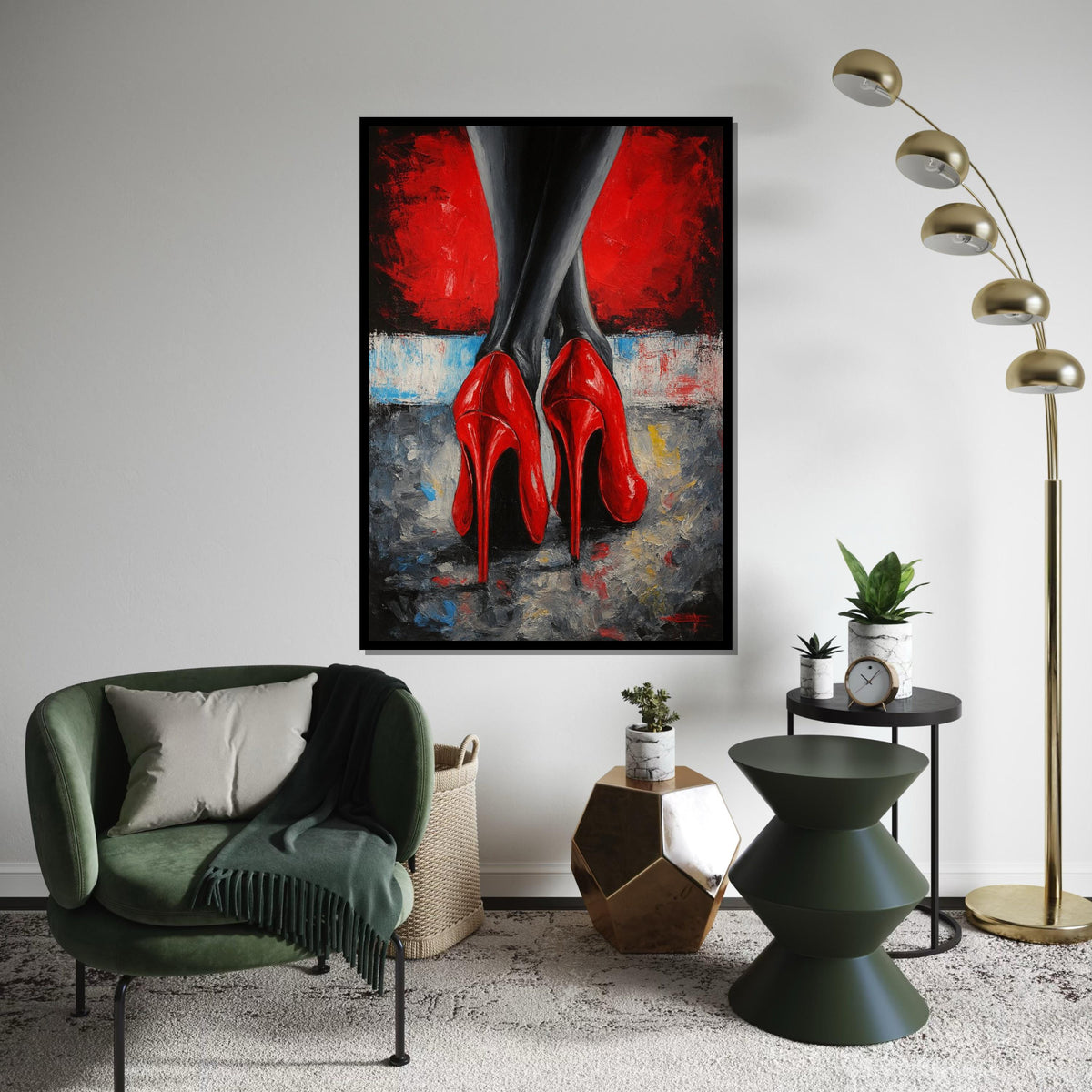 Red Heel Elegance Canvas, Stiletto Art Print, Fashion Wall Art, Bold Red Shoes, Wall Canvas Design, Ready To Hang Decoration