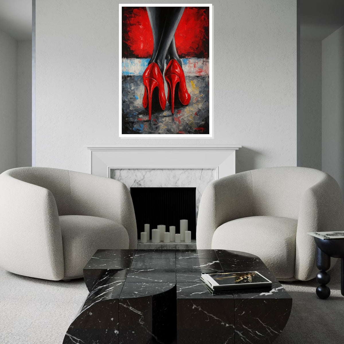 Red Heel Elegance Canvas, Stiletto Art Print, Fashion Wall Art, Bold Red Shoes, Wall Canvas Design, Ready To Hang Decoration
