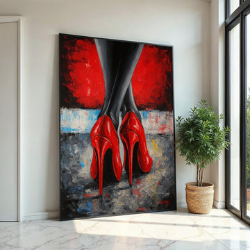 Red Heel Elegance Canvas, Stiletto Art Print, Fashion Wall Art, Bold Red Shoes, Wall Canvas Design, Ready To Hang Decoration