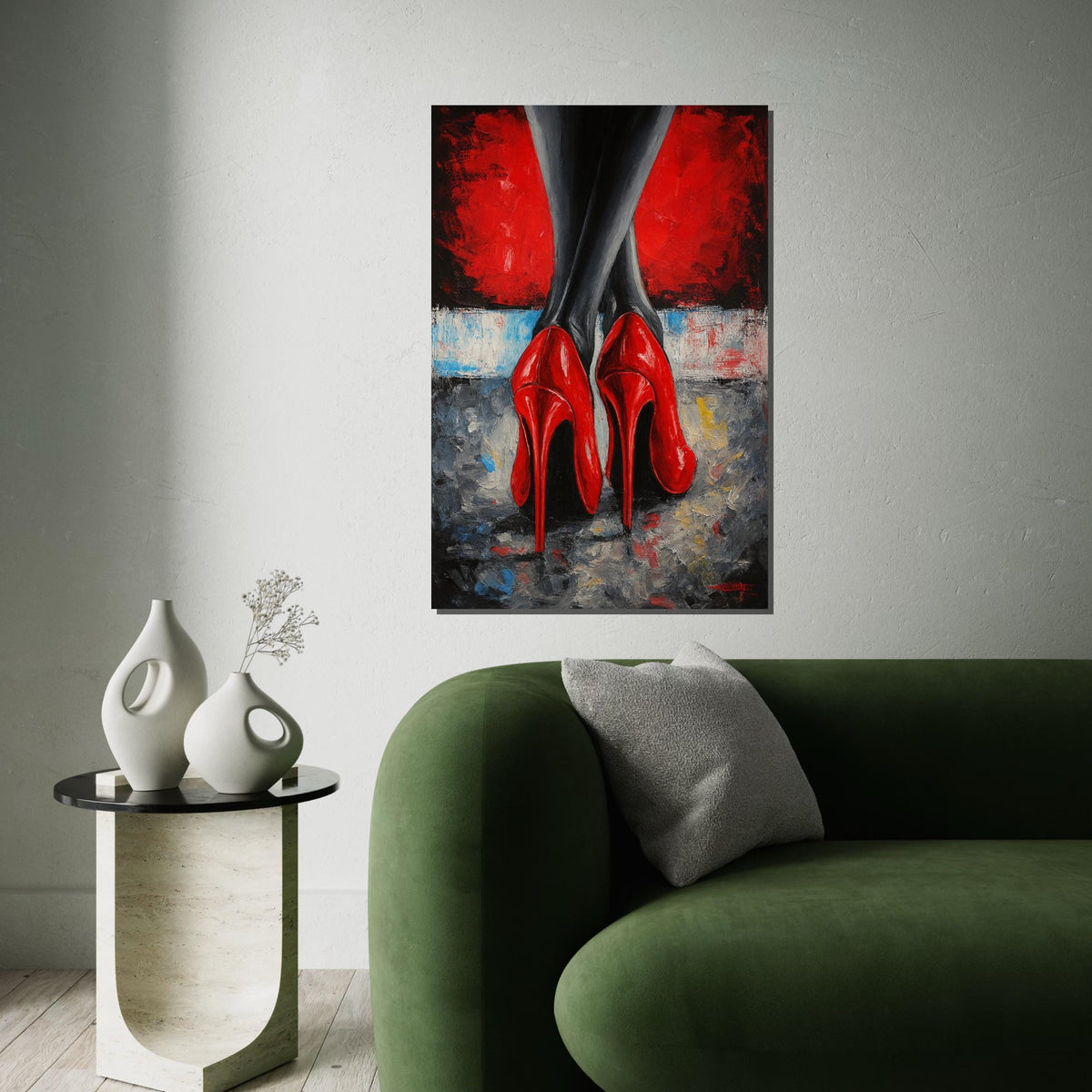 Red Heel Elegance Canvas, Stiletto Art Print, Fashion Wall Art, Bold Red Shoes, Wall Canvas Design, Ready To Hang Decoration