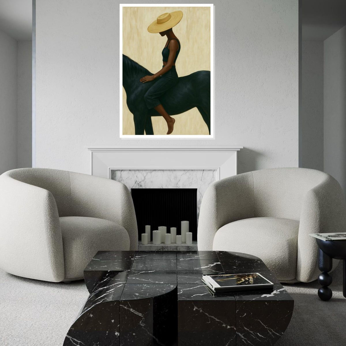 Elegant Equestrian Canvas, Woman on Horse Art, Minimalist Wall Decor, Wall Art Canvas Design, Ready To Hang Decoration