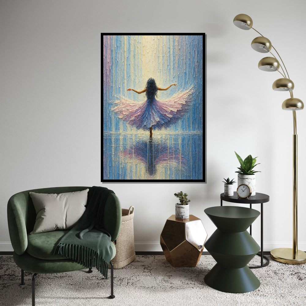 Ballerina Elegance, Dreamy Dance Canvas, Blue  Pink Wall Art, Impressionist Style, Wall Art Canvas Design,Ready to Hang Decoration,Music Art