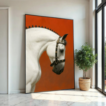 Elegant White Horse, Majestic Horse Portrait, Equine Art Canvas, Animal Wall Art, Wall Art Canvas Design, Ready to Hang Decoration