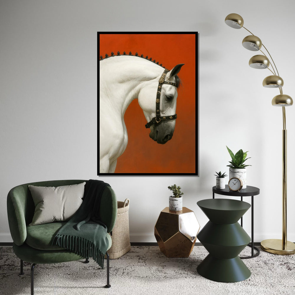 Elegant White Horse, Majestic Horse Portrait, Equine Art Canvas, Animal Wall Art, Wall Art Canvas Design, Ready to Hang Decoration