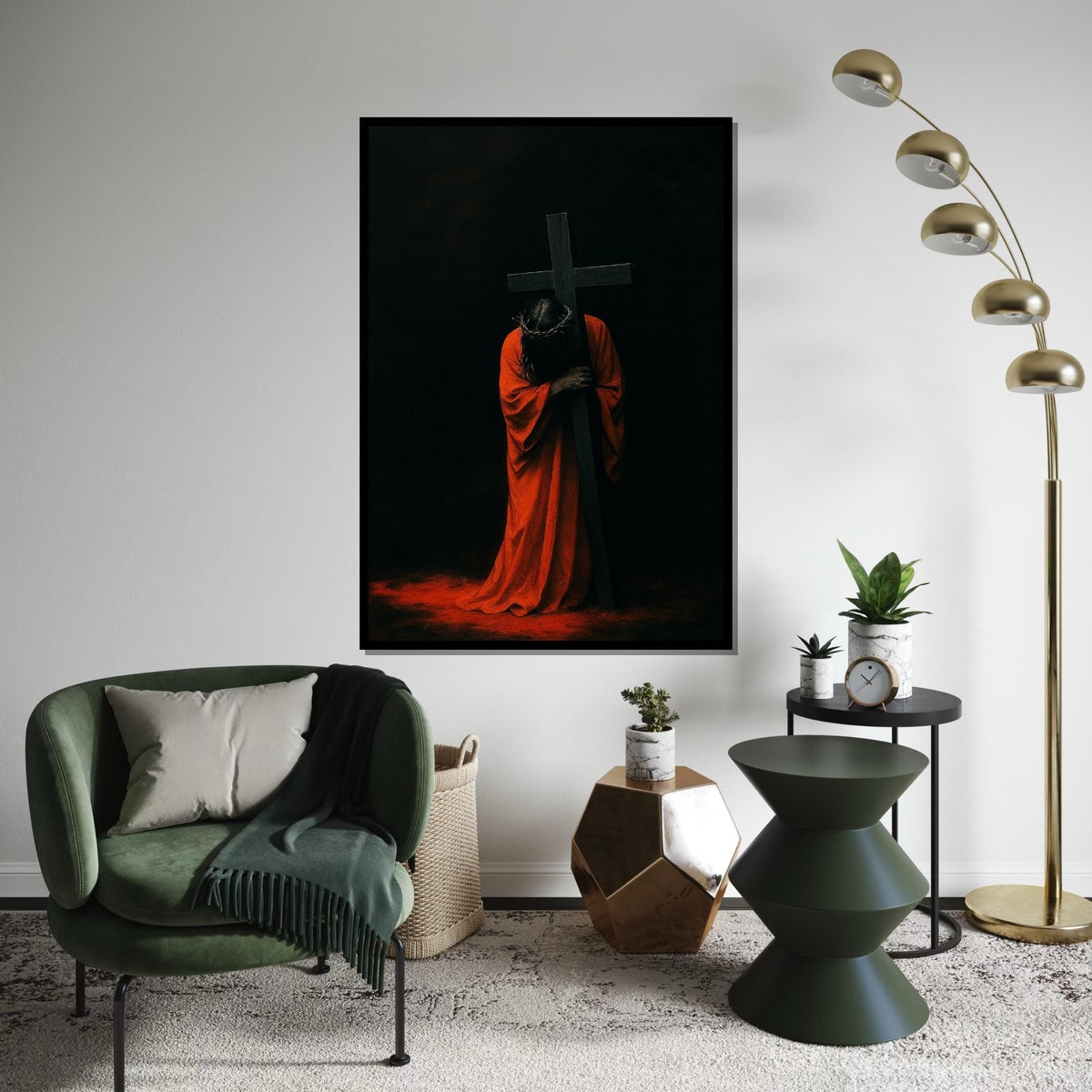 Crimson Passion Canvas, Divine Cross Wall Art, Religious Canvas Art, Wall Art Canvas Design, Ready to Hang Spiritual Decoration, Print Art
